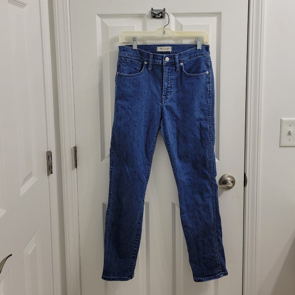 Madewell Slim Straight Jeans With Embroidered Polka Dots